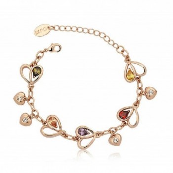 Swarovski Crystal Element Gold-plated Heart Charm Bracelet-BPG010-G - C811D36TIGR
