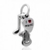 Musical Note-Guitar-I Love Music Red Enamel Heart Charm 925 Sterling Silver Bead for Charms Bracelet - CP12EV8EB5X