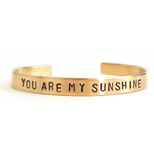 Hand stamped bracelet - you are my sunshine - inspirational quote - mom mother - brass bracelet - CF11MHYXHHR