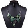 Winson Women Green 3D Leaf Pendant Collar Chain Necklace Earrings Jewelry Set - CW11LBQS65Z