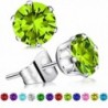 Birthstone Earrings Swarovski Zirconia Stainless - 1Pair BS08 August Peridot - C71867YGZNR