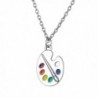 Trendy Enamel Artist Paint Palette and Brush with Thin Pendant Necklace Gifts Jewelry for Women & Girls - CX12OCFSB8Y