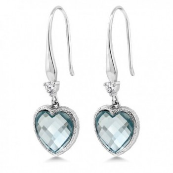 Sterling Checkerboard Created Aquamarine Earrings