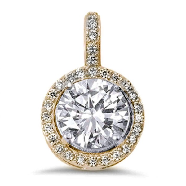 Halo Round Cubic Zirconia .925 Sterling Silver Pendant Three Metal Colors Available - CP17AAXSRO6