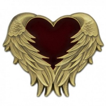 PinMart's Antique Gold Heart with Angel Wings Enamel lapel Pin - CT11PACZOPZ