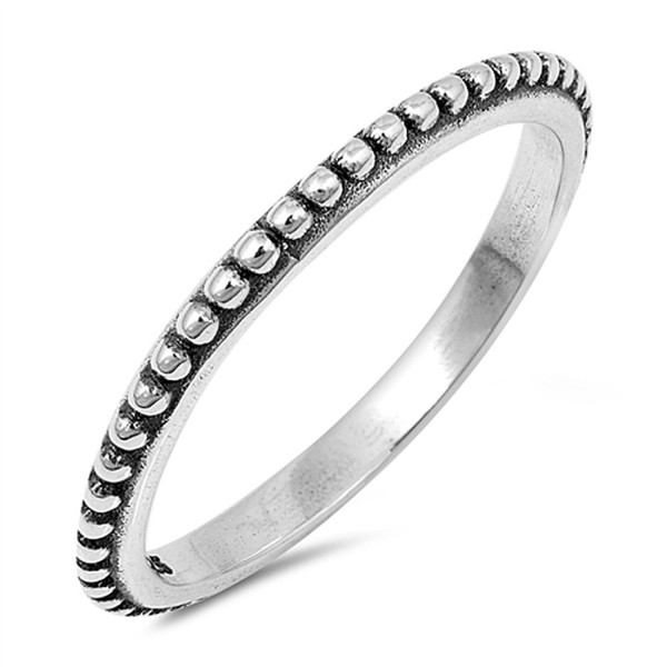Thin Beaded Bali Stackable Ring New .925 Sterling Silver Vintage Band Sizes 3-10 - CO17AYZ50C6