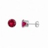 Stud Post Earring Round Simulated Red Ruby 925 Sterling Silver - CH12N1Q1QFU