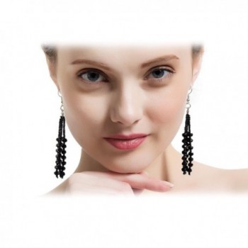 The 1920's Collection Vintage Style Charcoal Black Multitier Beaded Earrings for Women - CW12IP70AFZ