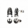 Women's Stainless Steel Star Wars 3D R2D2 and Rebel Symbol Stud Earring Set - C512NERUWTB