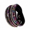 Leather Band Bracelet Adorned with Magnificent Colored Opulent Bead Seeds - CZ12NRDEXSM