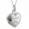 Sterling Silver Sweet 16 Birthday Heart Photo Locket Necklace- 18" Chain - CT1207ED6L5