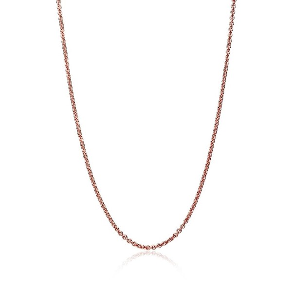 Rose Gold Flashed Sterling Silver 1mm Thin Cable Rolo Chain Necklace- 14-36 Inches - CZ186MOA06G