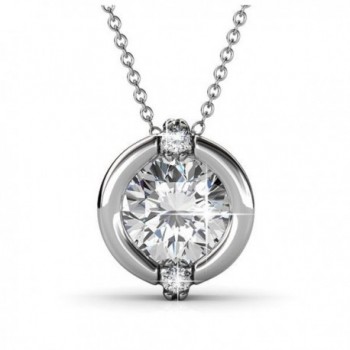 Jolie "Forever Love" Swarovski Crystal Round Cut Pendant Necklace Jewelry for Women 18" - Silver - CD1858OYQZL