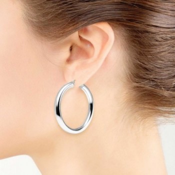 Sterling Polished Round Tube Click Top Earrings in Women's Hoop Earrings
