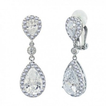 SELOVO Clip on/Pierced Teardrop Drop Dangle Earrings Bridal Wedding Silver Tone - C912IM1YR9Z