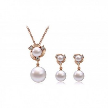 Most Beloved White Pearl Earring and Necklace Sets 18k Gold Plated Wedding Jewelry Sets - CW12F17WYU7