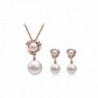 Most Beloved White Pearl Earring and Necklace Sets 18k Gold Plated Wedding Jewelry Sets - CW12F17WYU7