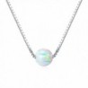 Sterling Silver 6mm Created Opal Choker Necklace 14" + 1" Extension - "Silver 14"" / White Opal" - CN12O694PR9