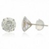 14k White Gold with Clear 7mm Cubic Zirconia Silicone Back Stud Earrings (GO-346) - C311O693PHX