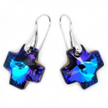 Sterling Silver Purple Blue Cross Earrings made with Swarovski Crystals - CL129AWCLLP