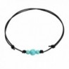 Turquoise Leather Necklace Handmade Adjustable in Women's Choker Necklaces