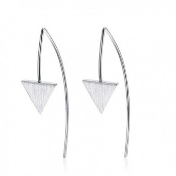 925 Sterling Silver Minimalist Triangle Bar Women Drop Pierced Earrings Jewelry Gift - White Gold - CM188293CUW