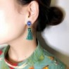 Peony T Womens Gemstone Tassel Earrings