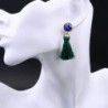 Peony T Womens Gemstone Tassel Earrings in Women's Drop & Dangle Earrings