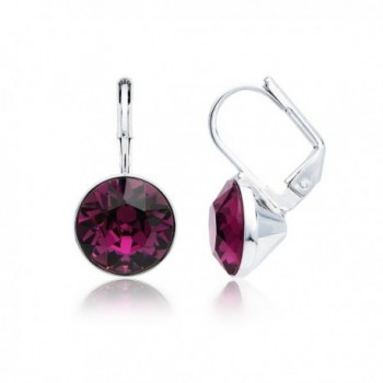 MYJS Bella Rhodium Plated Mini Drop Earrings with Amethyst Purple Swarovski Crystals - CD1230NG2EN