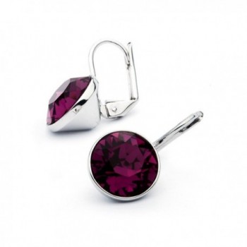 Rhodium Earrings Amethyst Swarovski Crystals in Women's Drop & Dangle Earrings