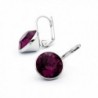 Rhodium Earrings Amethyst Swarovski Crystals in Women's Drop & Dangle Earrings