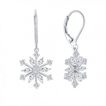 Sterling Silver Winter Snowflake Pendant Necklace Earrings Set with CZ for Women Christmas Gift - C9182DLSEUH