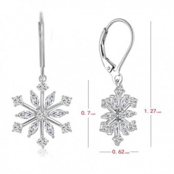 Sterling Snowflake Leverback Earrings Jewelry in Women's Drop & Dangle Earrings