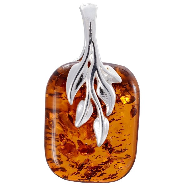 Sterling Silver and Baltic Honey Amber Pendant "Fern" - CB184KT4TAA