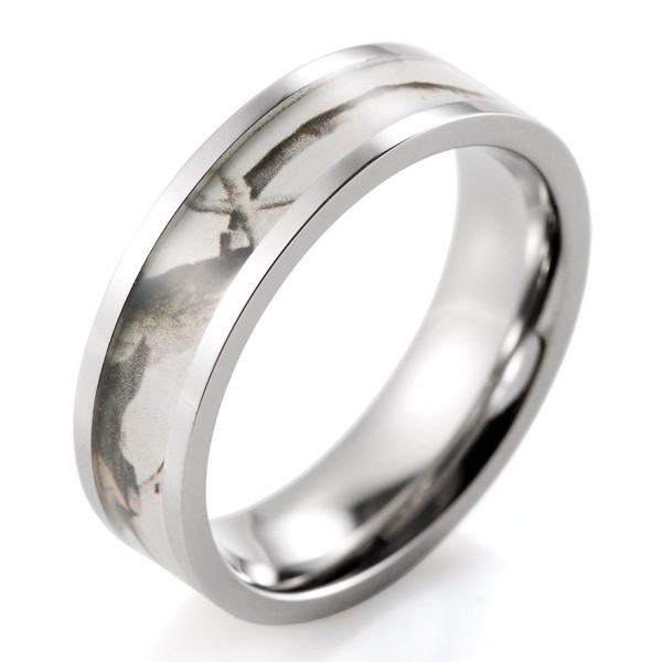 SHARDON Women's 6mm Titanium Wedding Band with White Tree Camouflage Inlay - CB12DPQFUQV