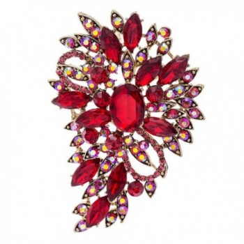 Red Rhinestone Brooch Women Jewelry Broaches Pins Flower Wedding Bouquet Birthday Gifts 4080 - CA12DSW2BMX