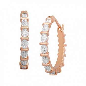 Hoop Earrings with Diamonds in 18K Rose Gold-Plated Brass - C712CJTXKDZ