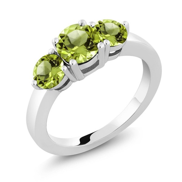 2.10 Ct 3-Stone Round Green Peridot 925 Sterling Silver Ring 1X6MM and 2X5MM - CJ115V6FI4D