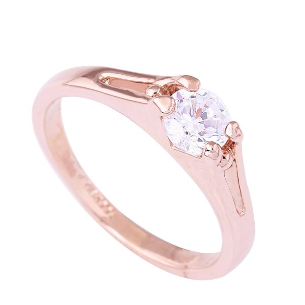 Acefeel 18K Rose Gold Zircon Women's Wedding Engagement Ring - CN129KOF56H