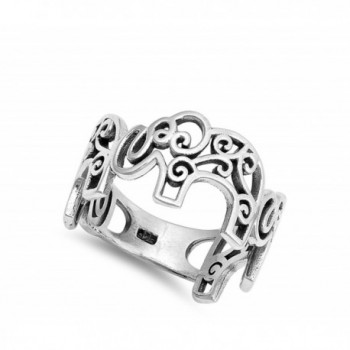 Filigree Oxidized Elephant Sterling Silver