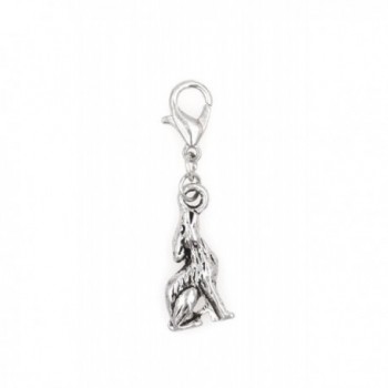 Stainless Steel Lobster Clasp with Alloy Howling Wolf Clip On Charm (Howling Wolf) SSCL 81N - CN12KBLY2XP