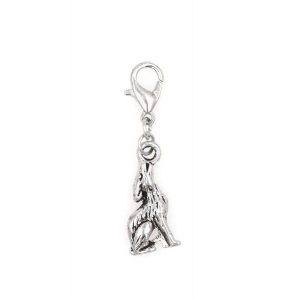 Stainless Steel Lobster Clasp with Alloy Howling Wolf Clip On Charm (Howling Wolf) SSCL 81N - CN12KBLY2XP