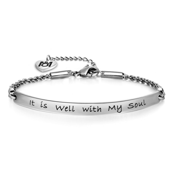 MYOSPARK Christmas Gift for Her"It is Well with My Soul"Hand stamped Bracelet Scripture Bracelet - Bracelet - CW188O0HC7U