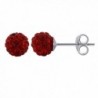 Gem Avenue 925 Sterling Silver 6mm Round Bright Red Crystal Ball Post Back Stud Earrings - CY11B2Q1BJH