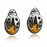 Sterling Silver Amber Ladybugs Stud Earrings - C511EGWC5H1