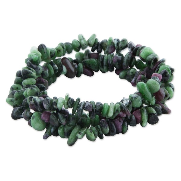 NOVICA Ruby Zoisite Beaded Bracelet- 7'' 'Amazon Forests' - CO12G95HAC1