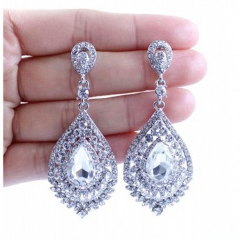 Janefashions Large Prom Drop Dangle Austrian Crystal Rhinestone Chandelier Earrings E2172 Silver - C012DG6UV7X