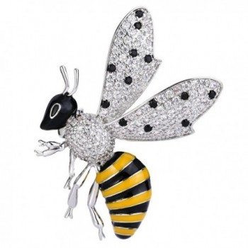 EVER FAITH Austrian Crystal Enamel Adorable Honeybee Insect Animal Clear - Yellow Silver-Tone - CH186829KIU