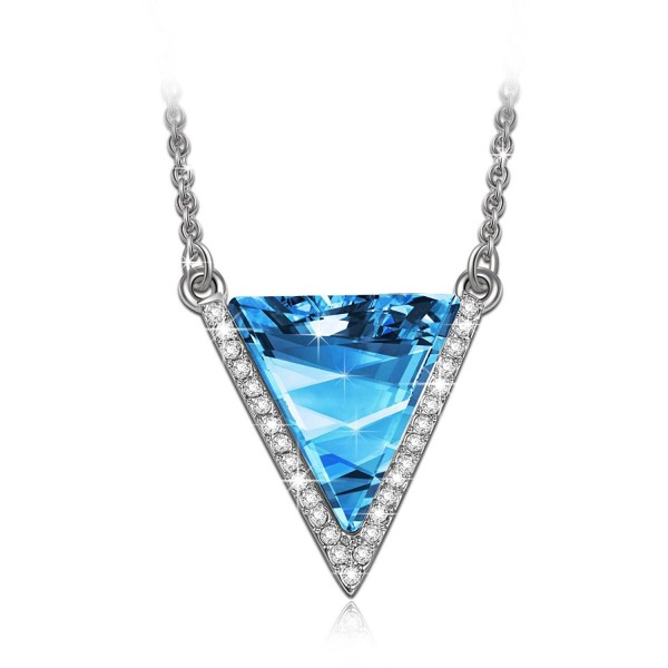 LadyColour "Triangle" Blue / Gold Pendant Necklace Made With Swarovski Crystals - CL12CEH3E8N