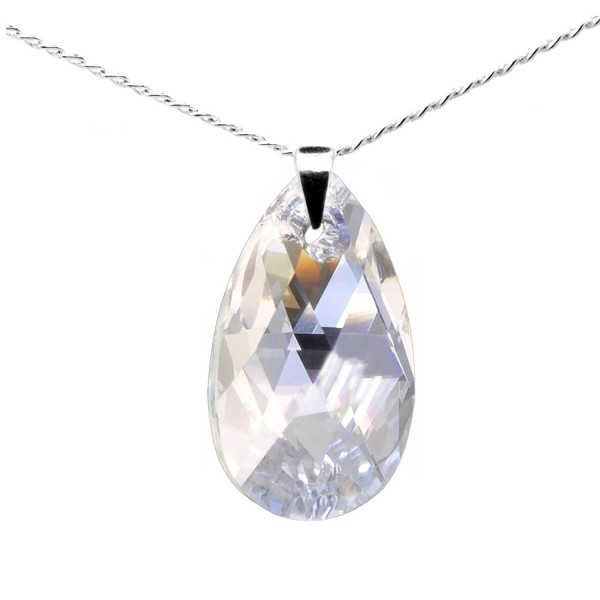 Sterling Silver 925 Made with Swarovski Crystals Moonlight Pendant Necklace for Women- 18" - CX11P25UCIF